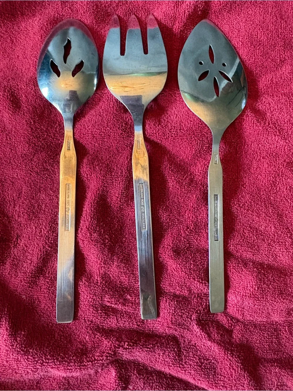 Ginkgo Danesland Rose Stainless Steel Serving Spoon, Fork and Pie Server Vintage